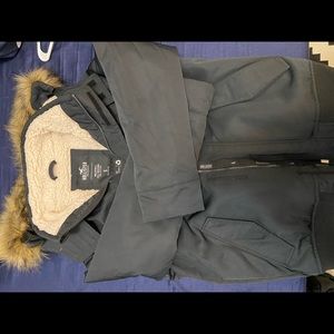 Hollister Men Small Parka with Removable Faux Fur Trim